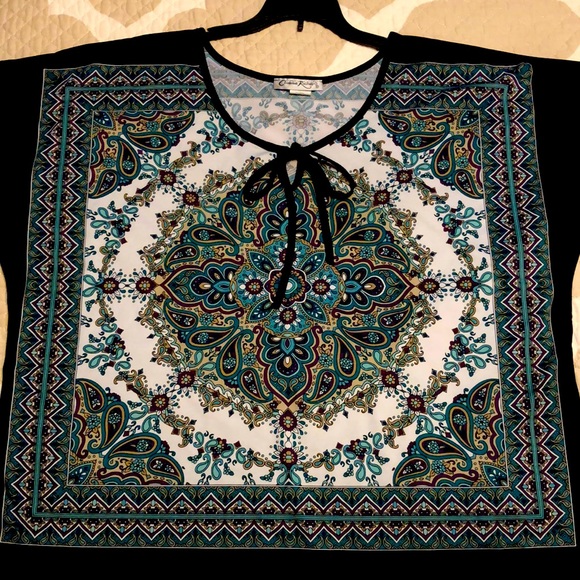 Claudia Richard Bohemian Square Design Polyester Top/Shirt - Picture 2 of 6
